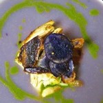 Purple Potato - Leek Soup with Sorrel Puree